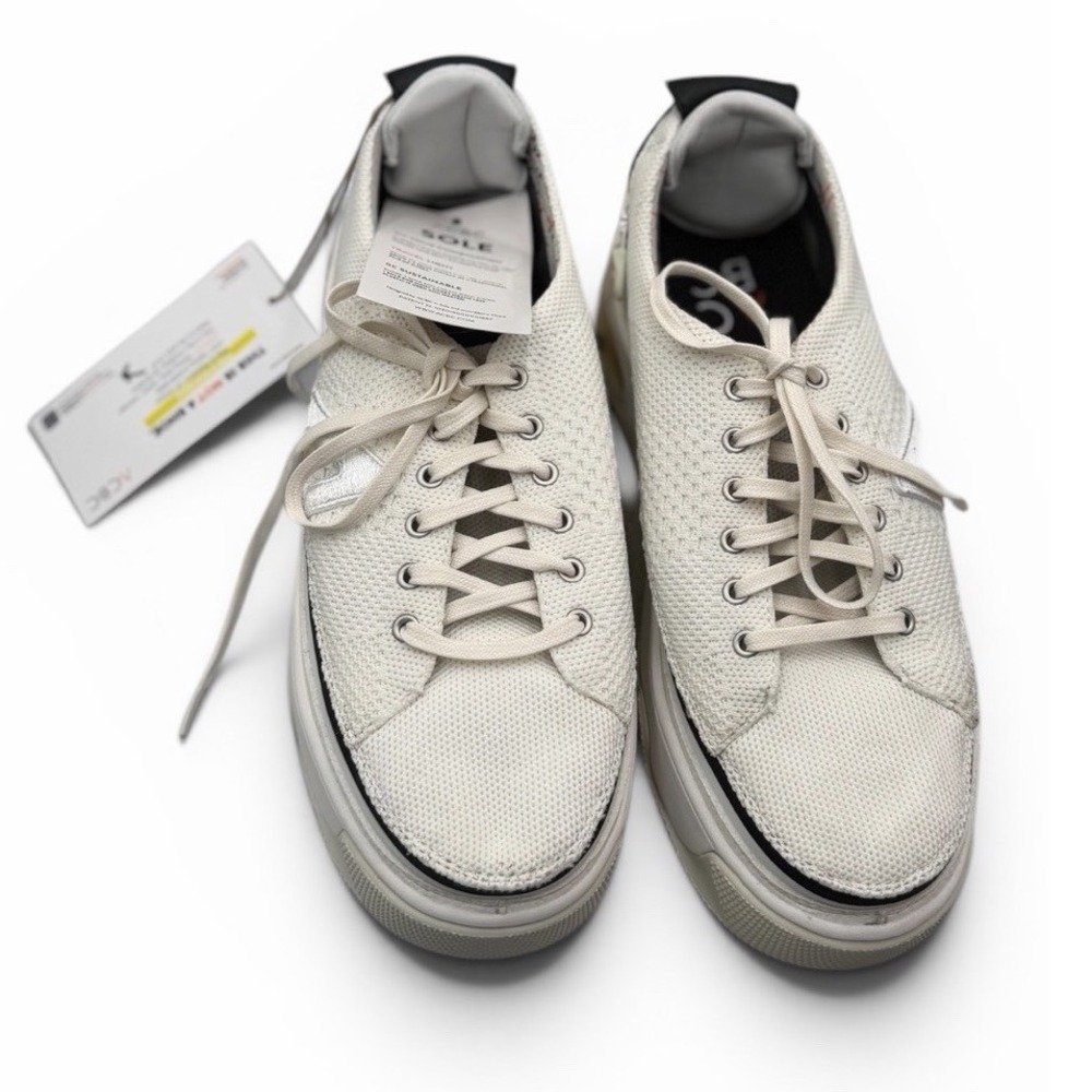 ACBC Evergreen White Knit Platform Sneakers Women 8 SKSNS200 Sustainable Italian